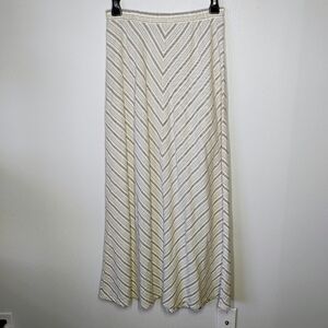 For Cynthia Linen Maxi Skirt Womens Small Striped Neutral Minimalist Lagenlook
